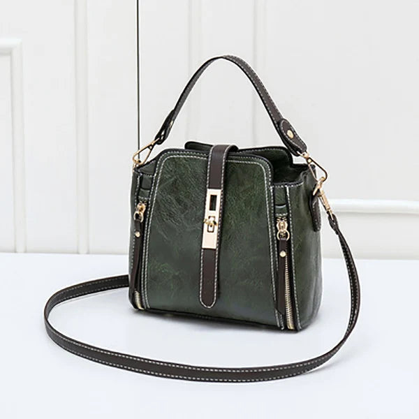 New Arrival PU Leather Bucket Shoulder Bags for Women Solid Color Crossbody Small Handbag Zipper