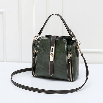 New Arrival PU Leather Bucket Shoulder Bags for Women Solid Color Crossbody Small Handbag Zipper