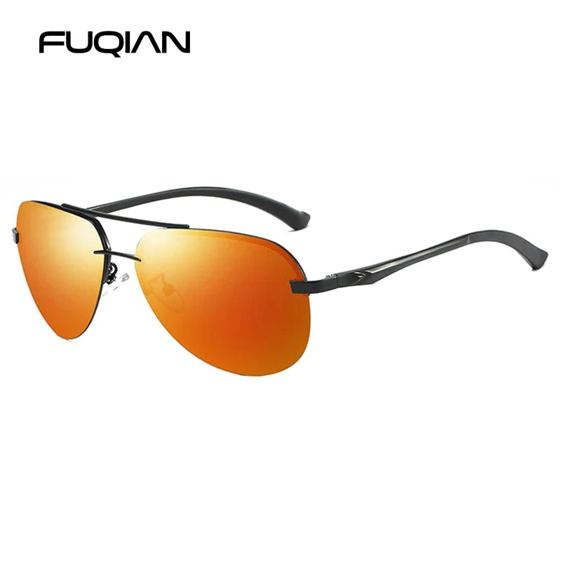 Fashion Rimless Pilot Polarized Sunglasses Men Women High Quality Aluminum Magnesium Sun Glasses Male Classic Driving Shades