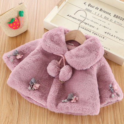 Baby Girl Clothes Winter Jacket Girl Wool Sweater Toddler Windbreaker Fall Winter Warm Cloak Cardigan Bow-Knot Coat Clothes