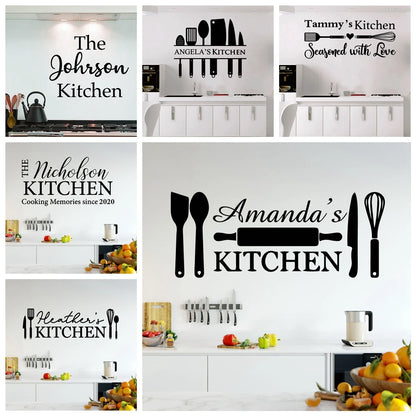 Diy Custom Name Kitchen Wall Stickers Home Decoration Accessories For Kitchen Decoration Wall Decal Home Decor