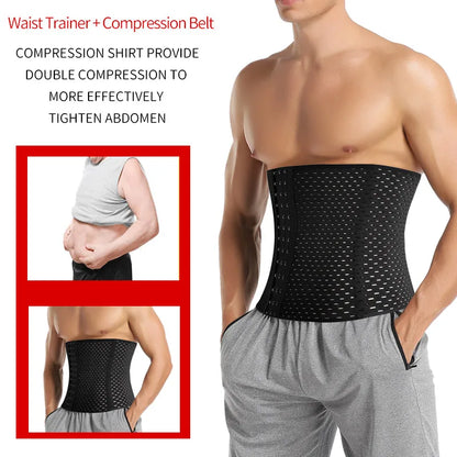 Waist Trainer Shapers Corset For Men Abdomen Reducer Slimming Belt Shapewear High Compression Modeling Strap Workout Girdle Faja