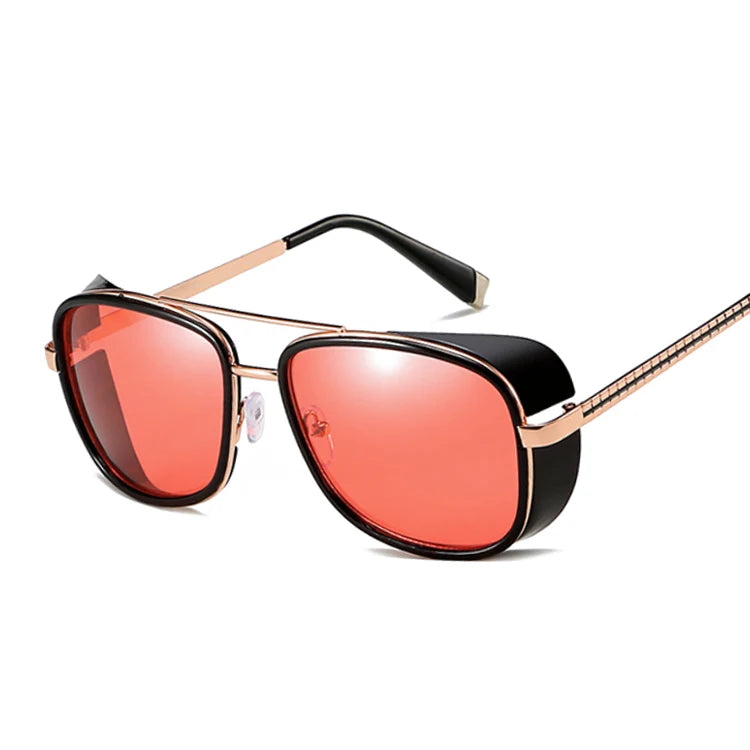 Tony Stark Sunglasses Man Woman Steampunk Sun Glasses Male Vintage Gradient Red Sunglass UV400