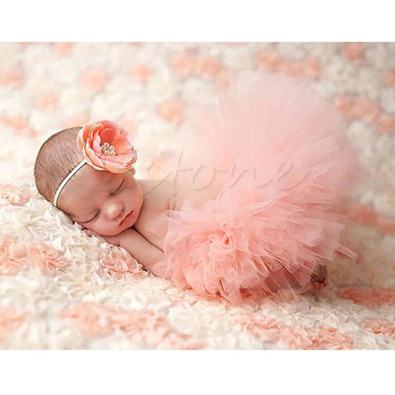 New Cute Toddler Newborn Baby Girl Tutu Skirt & Headband Photo Prop Costume Outfit Oct2 #330