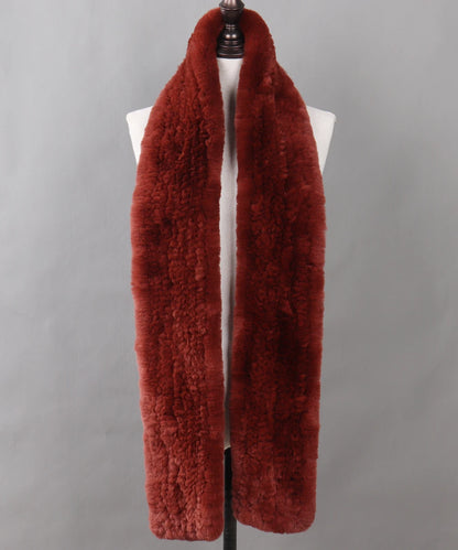 New Luxury Lady 100% Genuine Rex Rabbit Fur Scarves Fashion Long Style Knitted Real Fur Scarf Russian Women Winter Fur Mufflers