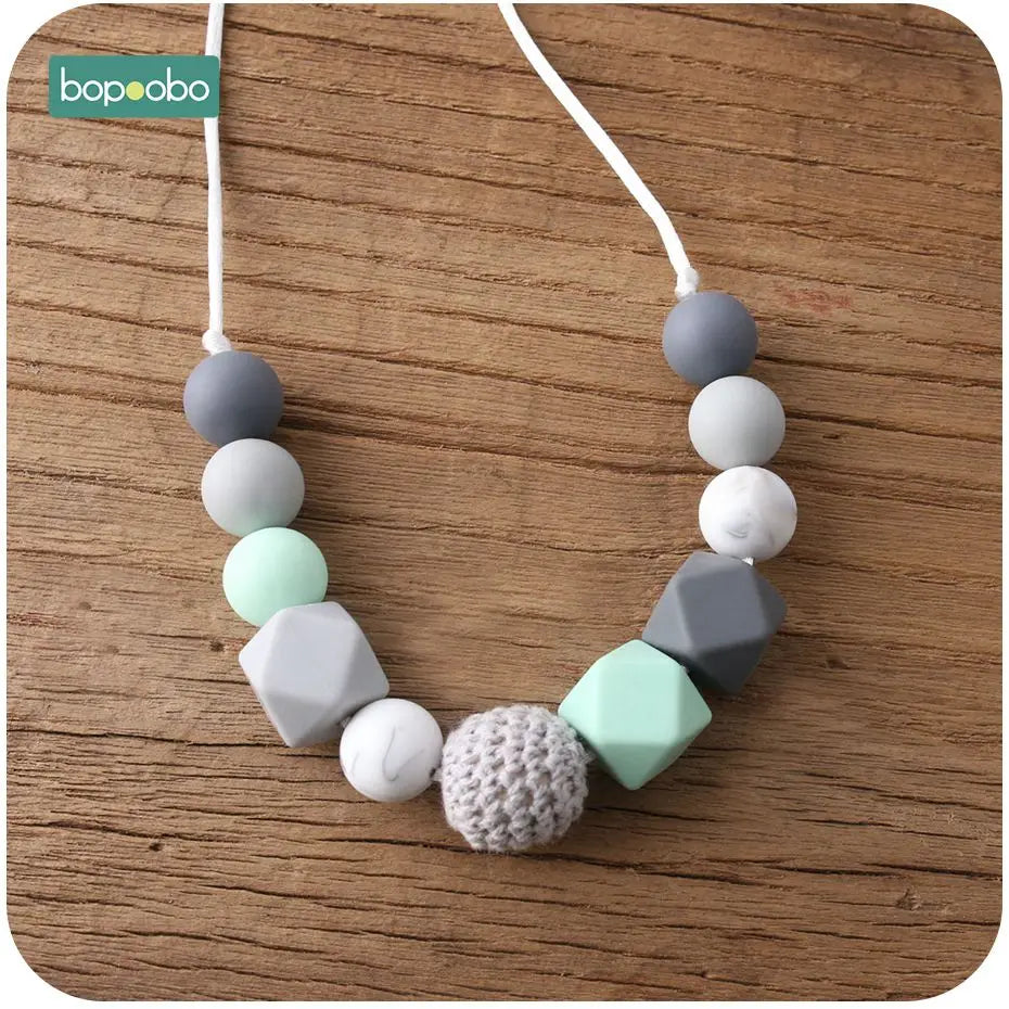 Bopoobo 1pc Baby Teething Silicone Necklace Food Grade Silicone Beads Hexagon Baby Toys Silicone Perle BPA Free Baby Teether