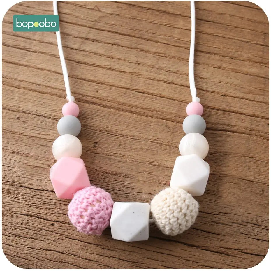 Bopoobo 1pc Baby Teething Silicone Necklace Food Grade Silicone Beads Hexagon Baby Toys Silicone Perle BPA Free Baby Teether