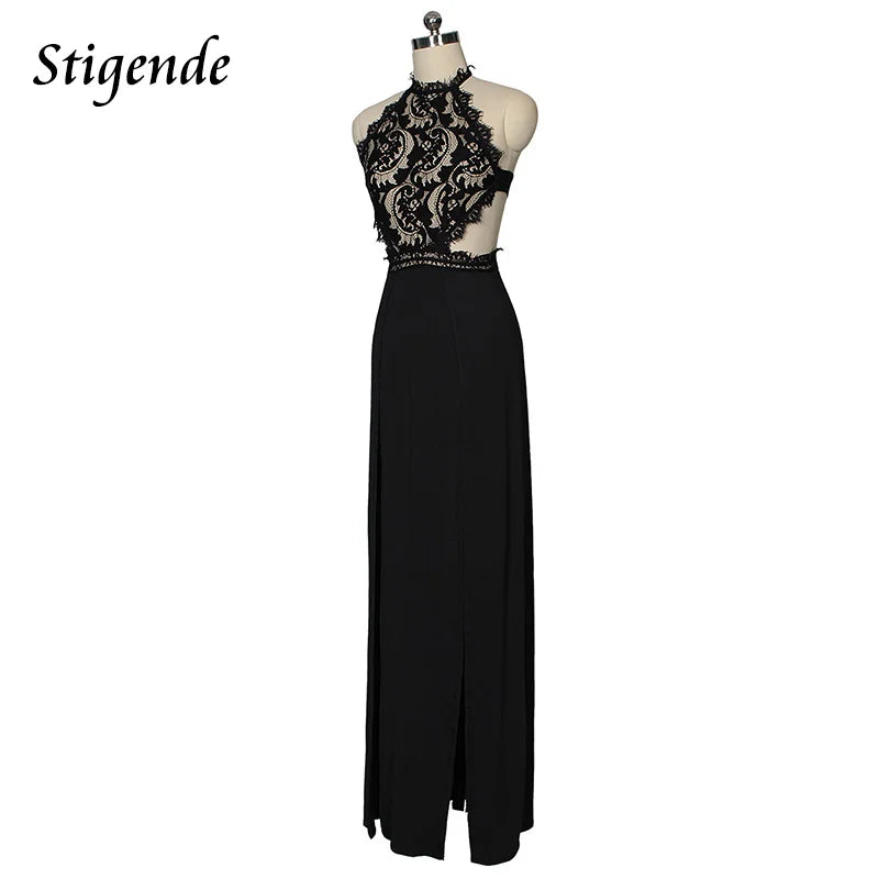 Stigende Women Summer Night Club Dress Chiffon Sleeveless Boho Evening Party Dress Sexy High Split