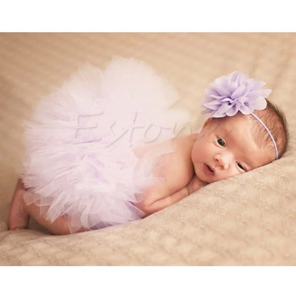 New Cute Toddler Newborn Baby Girl Tutu Skirt & Headband Photo Prop Costume Outfit Oct2 #330