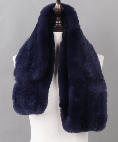 New Luxury Lady 100% Genuine Rex Rabbit Fur Scarves Fashion Long Style Knitted Real Fur Scarf Russian Women Winter Fur Mufflers