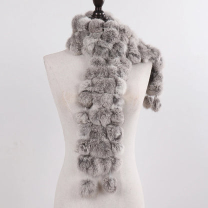 Women Winter Warm Real Rabbit Fur Scarf Hot Sale Natural Rabbit Fur Muffler 2024 Lady 100% Genuine Fur Scarves Wholesale Retail