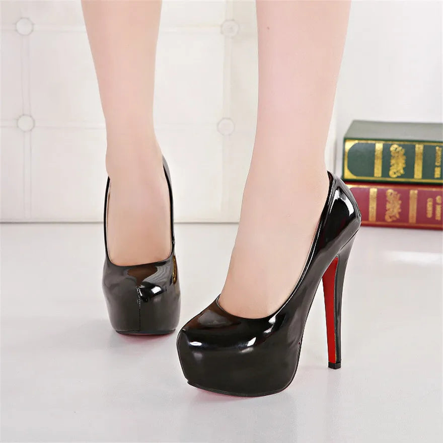 Big Size 35-45 Sexy Platform Female Party Pumps Stiletto Wedding Fashion Patent Leather High Heels Shoes