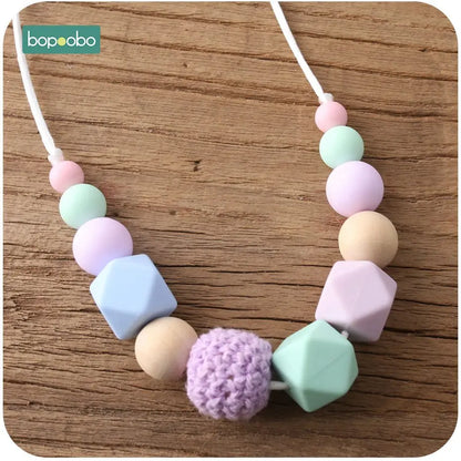 Bopoobo 1pc Baby Teething Silicone Necklace Food Grade Silicone Beads Hexagon Baby Toys Silicone Perle BPA Free Baby Teether