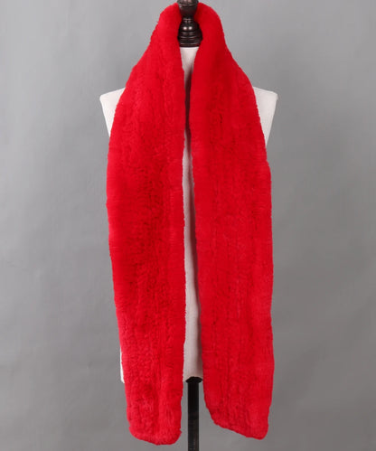 New Luxury Lady 100% Genuine Rex Rabbit Fur Scarves Fashion Long Style Knitted Real Fur Scarf Russian Women Winter Fur Mufflers