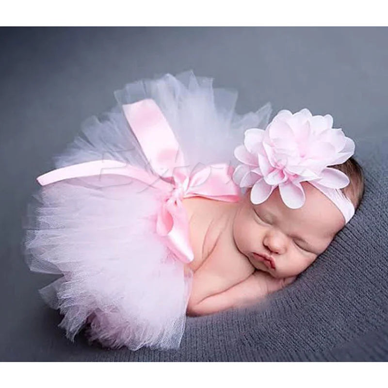 New Cute Toddler Newborn Baby Girl Tutu Skirt & Headband Photo Prop Costume Outfit Oct2 #330