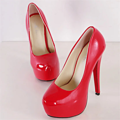 Big Size 35-45 Sexy Platform Female Party Pumps Stiletto Wedding Fashion Patent Leather High Heels Shoes