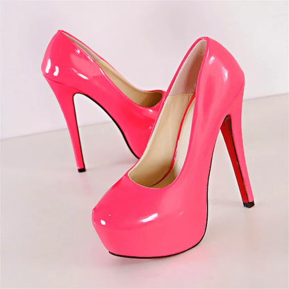 Big Size 35-45 Sexy Platform Female Party Pumps Stiletto Wedding Fashion Patent Leather High Heels Shoes