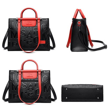 Ladies Quality Leather Letter Shoulder  Luxury Handbags Women Bags Designer Fashion Large Capacity Tote Bag