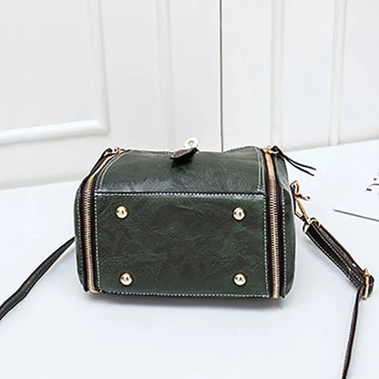 New Arrival PU Leather Bucket Shoulder Bags for Women Solid Color Crossbody Small Handbag Zipper