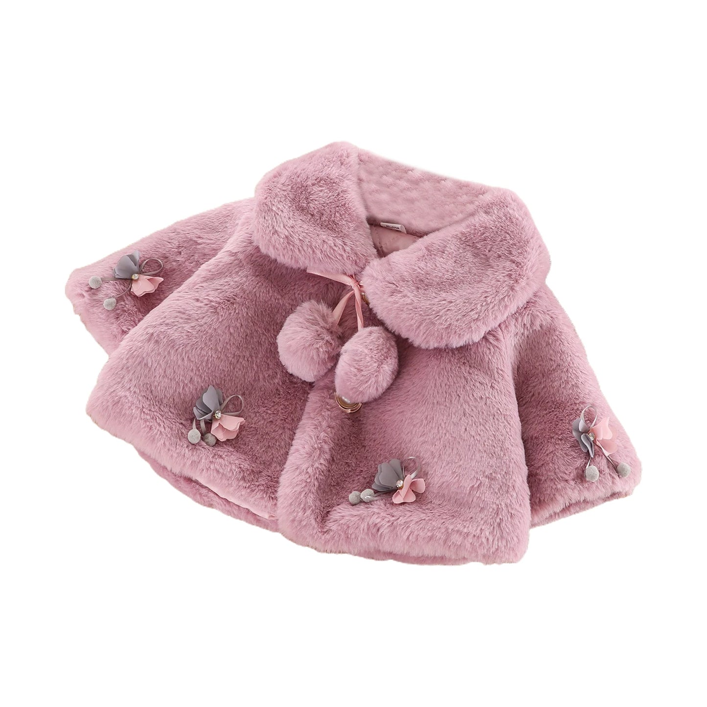 Baby Girl Clothes Winter Jacket Girl Wool Sweater Toddler Windbreaker Fall Winter Warm Cloak Cardigan Bow-Knot Coat Clothes