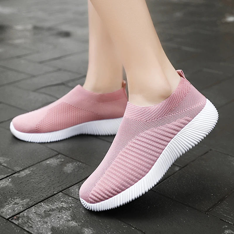 Women Vulcanized Shoes High Quality Women Sneakers Slip On Flats Shoes Women Loafers Plus Size 42 Walking Flat