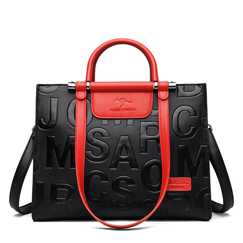 Ladies Quality Leather Letter Shoulder  Luxury Handbags Women Bags Designer Fashion Large Capacity Tote Bag