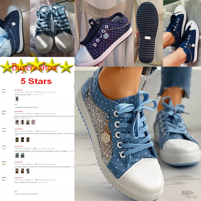 Girls Shoes Women Sneakers Spring/autumn 2024 New Denim Sneakers Woman Designer Zipper Student Sport Shoes Vulcan Espadrilles