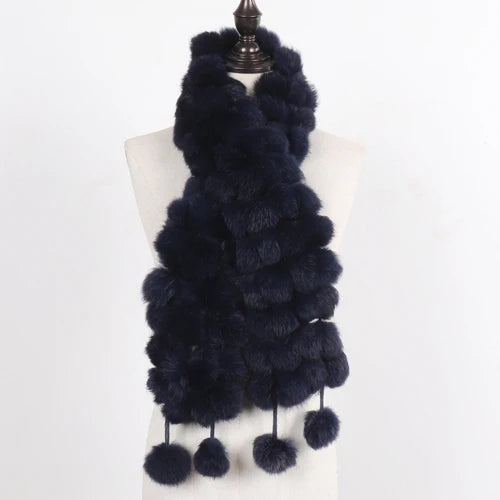 Women Winter Warm Real Rabbit Fur Scarf Hot Sale Natural Rabbit Fur Muffler 2024 Lady 100% Genuine Fur Scarves Wholesale Retail