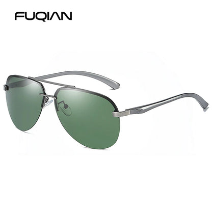 Fashion Rimless Pilot Polarized Sunglasses Men Women High Quality Aluminum Magnesium Sun Glasses Male Classic Driving Shades