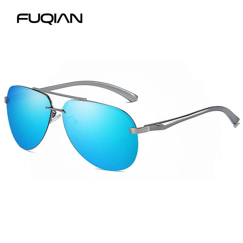 Fashion Rimless Pilot Polarized Sunglasses Men Women High Quality Aluminum Magnesium Sun Glasses Male Classic Driving Shades