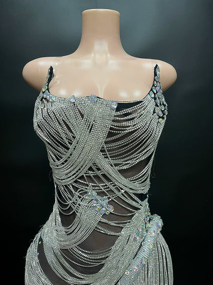 Novance Fashion Sexy Silver Tassel Stage