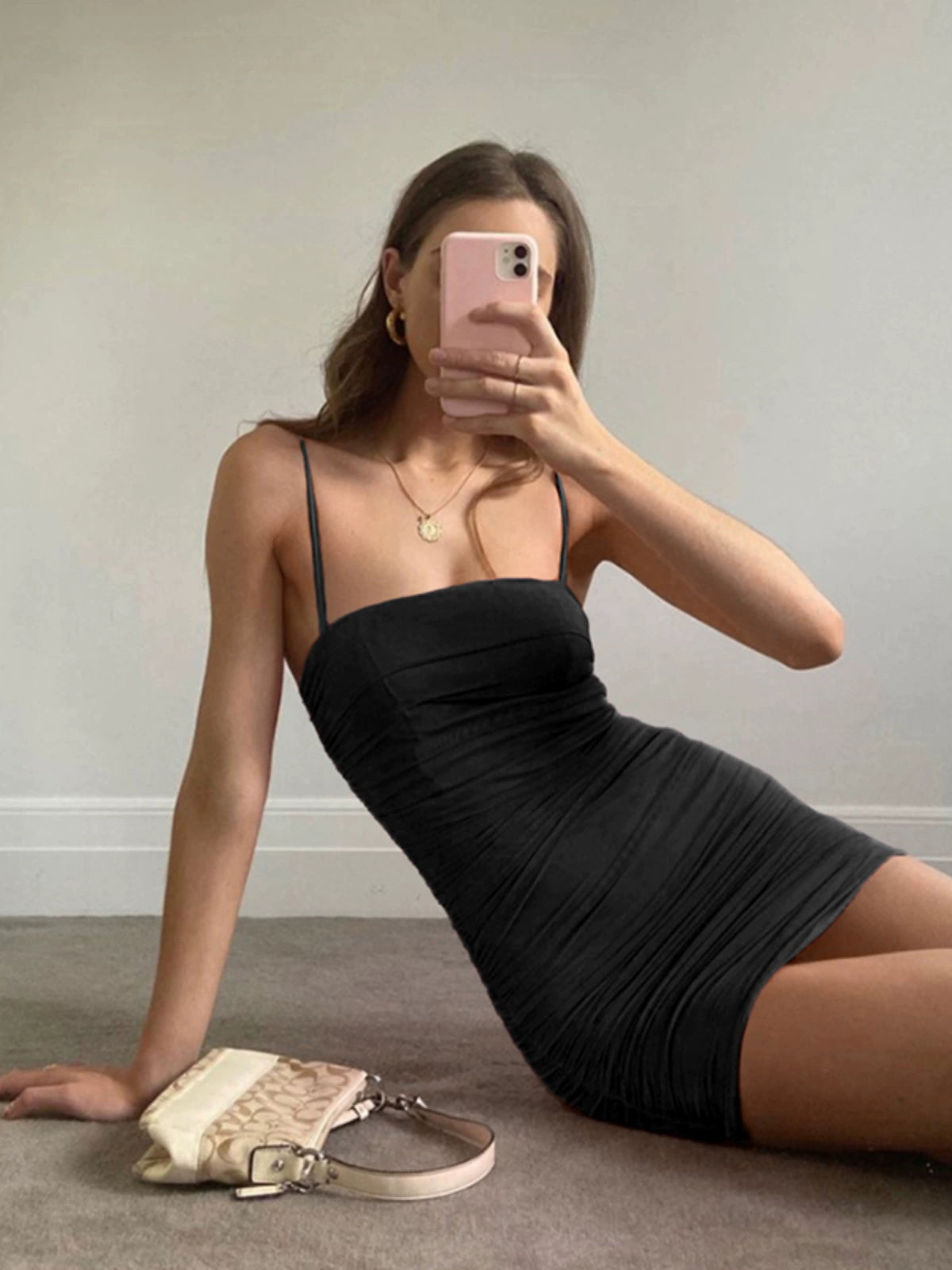 Weird Puss off-Shoulder Slim Strap Dress