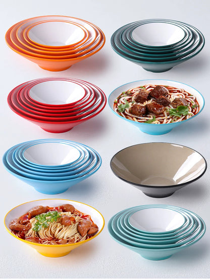 Melamine Rain-Hat Shaped Bowl Commercial Ramen Bowl River Snail Rice Noodle Bowl Noodle Restaurant Dedicated Noodles with Soy Sauce Wonton Pig's Knuckle Rice Spicy Hot Large Bowl