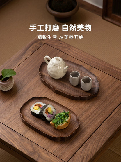 Fanhan Black Walnut Wood Pallet Thickened Heat Insulation Tea Table Cup Plate Creative Snacks Plate New Chinese Style