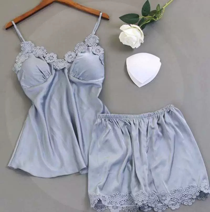 V-neck Top and Shorts 2 Pcs Fashion Sleepwear Nightwear