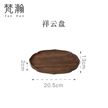 Fanhan Black Walnut Wood Pallet Thickened Heat Insulation Tea Table Cup Plate Creative Snacks Plate New Chinese Style