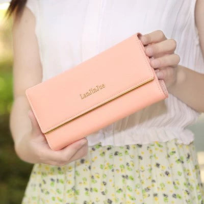 Women Pu Long Large Capacity Zipper Wallet