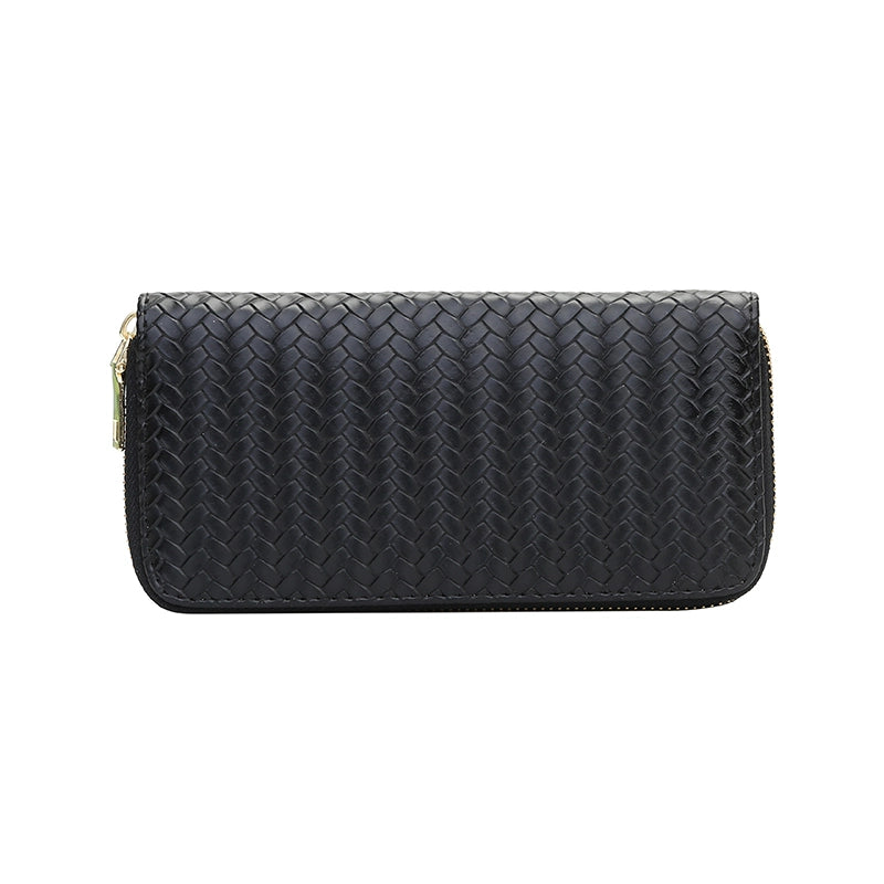 New New Hand-Woven Men's and Women's Wallet Business Zipper Handbag Fashion Long Soft Leather Couple Clutch Bag