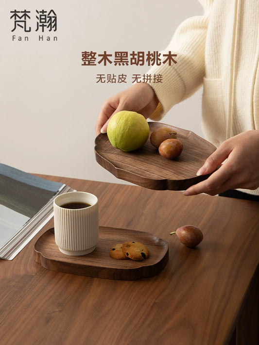 Fanhan Black Walnut Wood Pallet Thickened Heat Insulation Tea Table Cup Plate Creative Snacks Plate New Chinese Style