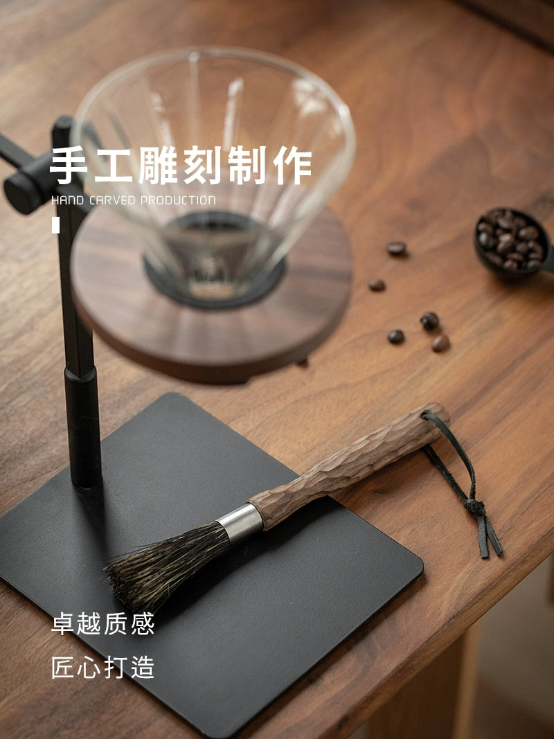 Black Walnut Wooden Handle Coffee Brush Household Solid Wood Hand Carved Coffee Grinder Coffee Machine Cleaning Brush Bar Brush