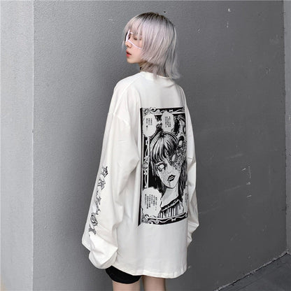 Sakurada Kawashima Ins Spring Weird Girl Long-Sleeved T-shirt