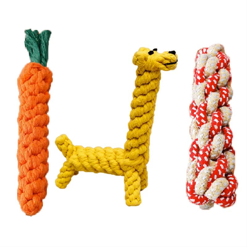 Large Cotton Knot Dog Toy Bite-Resistant Molar Rod Teddy Bichon Interactive Self-Heating Relieving Stuffy Pet Chews Supplies