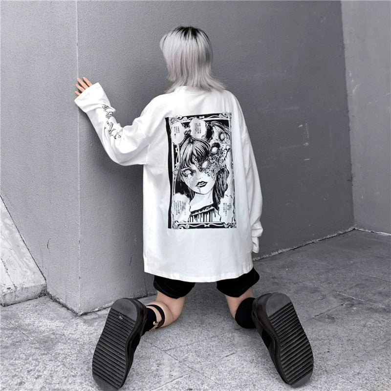 Sakurada Kawashima Ins Spring Weird Girl Long-Sleeved T-shirt