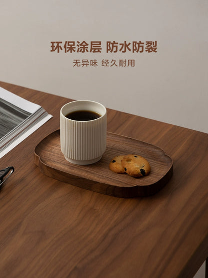 Fanhan Black Walnut Wood Pallet Thickened Heat Insulation Tea Table Cup Plate Creative Snacks Plate New Chinese Style