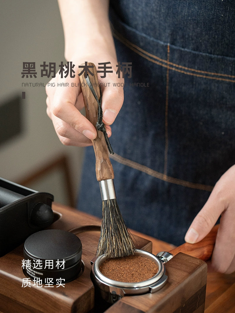 Black Walnut Wooden Handle Coffee Brush Household Solid Wood Hand Carved Coffee Grinder Coffee Machine Cleaning Brush Bar Brush