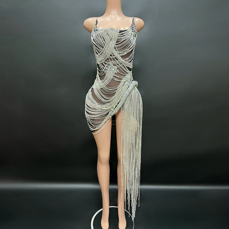 Novance Fashion Sexy Silver Tassel Stage