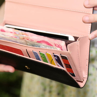 Women Pu Long Large Capacity Zipper Wallet