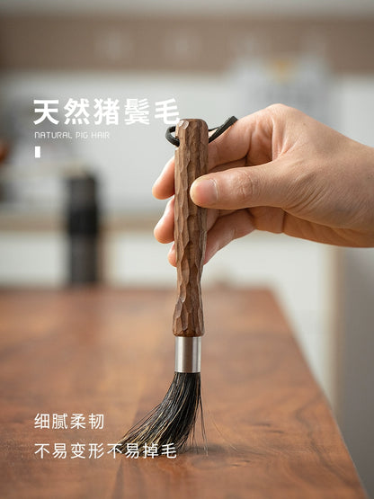 Black Walnut Wooden Handle Coffee Brush Household Solid Wood Hand Carved Coffee Grinder Coffee Machine Cleaning Brush Bar Brush