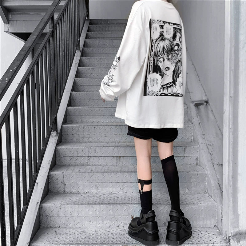 Sakurada Kawashima Ins Spring Weird Girl Long-Sleeved T-shirt