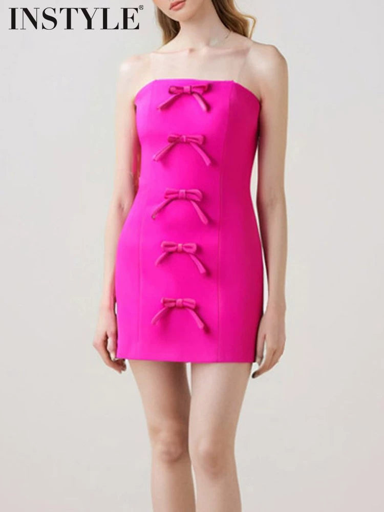 Star Fluorescent Powder Suit Outwear Tube Top Short Bows Dress